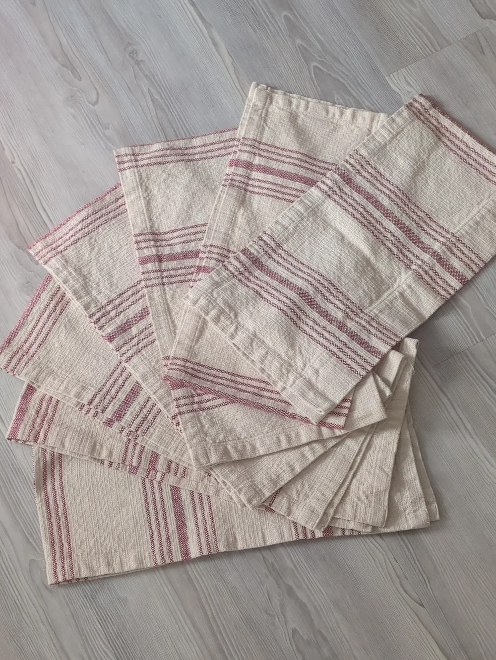 Pottery Barn Red Stripe Cotton Cafe Curtains Valances 50x13 Set of 7 Rustic Farm